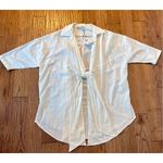 ZARA NWT cotton white collared tie front blouse coverup M Photo 1