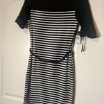 NWT Lauren Ralph Lauren Black White Striped Shirt dress Rope Belt Size L Large Photo 0