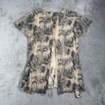 Dress Barn  Shirt Women M Black Ivory Layered Floral Short Sleeve Lined Top Blouse Photo 2