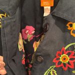 Hearts of Palm Embroidered Floral Denim Jacket Women's Size S Dark Blue Cotton Black Photo 5
