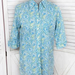 Saks 5th Avenue Real Clothes Saks‎ Fifth Ave Paisley Button Up Shirt Green Blue 4 Photo 0