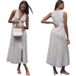 Reformation  Ceara Floral V-Neck Midi Dress Women's 8 White Blue Cottagecore NWOT Photo 1