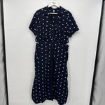 Old Navy  Blue Polka Dot Button Front Dress Cotton Classic Cutouts Size XL Photo 0