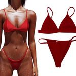 Frankie Swimwear String Bikini 2 Piece Darling Bralette & G3 Bottom NEW Red XS/S Photo 1