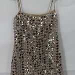 ZARA  Sequin Mini Dress Women Medium Tan Festival Retro Preppy New Year Glam Photo 0