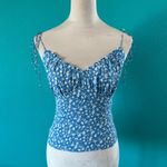 Reformation Robertson Floral Print Camisole In Marie Blue Tie Strap Size 2 Photo 1