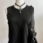 Charter Club  Black Sweater Vest Top, Classic Knit Sleeveless 90s Gothic Large‎ Photo 0