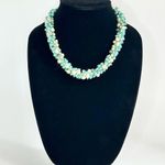 Vintage 90’s Aquamarine Turquoise And Pearl Bead Cluster Necklace Blue Photo 0