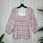 Ganni  Organic Seersucker Orchid Bloom Check Top size 38 6/M Photo 1