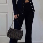 Danielle Bernstein  Y2K Collared Button Down Sweater Ribbed Cardigan Black Small Photo 0