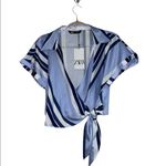 ZARA NWT  STRIPED SHIRT WITH KNOT SILKY CROP medium Photo 8