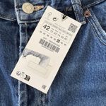 ZARA NWT Women High Waisted baggy wide leg denim ankle jeans Sz 10 raw hem Boho Photo 6