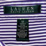 Lauren Ralph Lauren M Purple White Striped Gold Embroidered Button Down Shirt Size M Photo 4