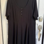 Torrid  Black Ribbed Henley Short Sleeve Fit and Flare Dress Plus Size 3X Photo 0
