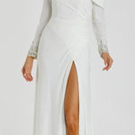 Mac Duggal NWT  Rhinestone White One Shoulder Dress Size 4 Photo 0