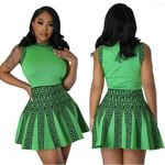 Women’s Casual Short Green Sleeveless Dress Flared Pleated Skirt Size L *READ Size L Photo 14