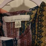Fourteenth Place  Boho Aztec Sleeveless Top Blouse Size Large Photo 3