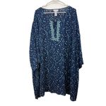 Catherines Navy Blue Confetti Embroidered Pullover Gauze Shirt Size 4X Photo 1