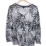 Apt. 9  Black and White Snow Leopard Cheetah Animal Print V-neck Sweater Size XL Photo 0