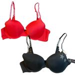 XOXO  Intimates 2 Bras Red Black Push Up‎ Underwire Glitter Straps 36B NEW Photo 0