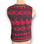 Vintage 90s Telluride Clothing Co Burgundy Black Wool Reindeer Knit Sweater Vest Size L Photo 1