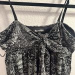 EXPRESS size L Grey Leopard Mesh Midi Dress Sleeveless Lined Empire Photo 2