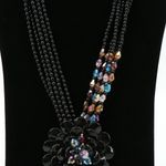 Joan Rivers New Starlet Style Beaded Flower Cluster Fringe Black Necklace 20" Photo 4