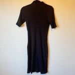 Monrow Black Ribbed Short Sleeve Sweater Dress Womens M Mini Open Back Casual Size M Photo 2