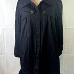 Elle Ruffled Black Trench Coat Size Small Photo 2