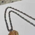 Carved Wood Pendant Forest Frog on Silver Tone Necklace Chain Photo 5