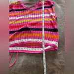 BLAKELEY Colorful Striped Knit Short Sleeve Sweater Tie Up Back Sz S/M EUC Pink Size M Photo 5