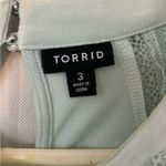 Torrid  Studio Crepe Jersey Mock Neck Lace Inset Top Aqua Plus Size 3 bus… Photo 3