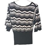 Style & Co Style & Co Womens 3/4 Sleeve Knitted Chevron Stripe Top Black White Sz M Photo 1