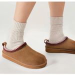 Fitory Women's Suede Leather Flat Short Casual Mini Slipper Boot, Sz 10 Brown Photo 1