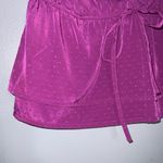 Elle  Purple Polka Dot Ruffle Sleeveless Drop Waist V Neck Blouse Small Photo 3