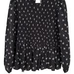 Marine layer  Gabrielle Smock Top in Black Modern Ditsy Bohemian Babydoll L Photo 5