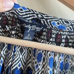 Lucky Brand Gypsy Ikat Peasant Blouse Top Blue Boho Long Sleeve Size S Photo 2