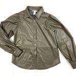 H&M Faux Leather Olive Green Shacket Photo 0