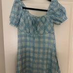 Altar'd State Blue Plaid Puff Sleeve Dress Photo 0