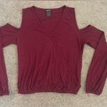 Rue 21  Long-Sleeve, Cross-Over Cut-Out Shoulder Ribbed Top, Size S Photo 0