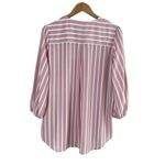 Adrianna Papell  V-Neck 3/4 Balloon Sleeve Crepe Blouse in‎ Pink White Stripes, S Photo 8
