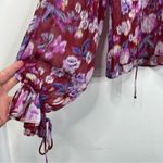 Amur Caroline 100% Silk Chiffon Sheer Floral Print Peasant Blouse Top Size XS Photo 8
