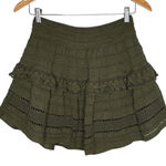 Aerie  Olive‎ Green Ruffle Mini Skirt Crochet Knit Boho Women Size Small Photo 0