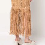 $400 Made by a Woman Crochet Raffia Skirt Tan Photo 5