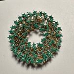Vintage Signed Weiss Green /Gold Tone Wreath Enamel Christmas Holiday Brooch Pin Gold Photo 5