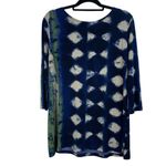 Clara Sun Woo Tie Dye Geometric Diamond Print Tunic Top Blouse Size M Blue Size M Photo 3