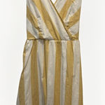 Christopher & Banks  Yellow‎ White Striped Tie Back Midi Dress Size 16 Summer Photo 0