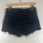 American Eagle  Black Floral Embroidered High Waisted Denim Shorts Photo 2