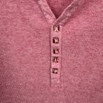 True Grit  Waffle Knit Henley Top‎ Womens M Organic Cotton Pink Gemstone Buttons Photo 3
