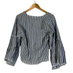 Lavender Field  Striped Bell Sleeve Cotton Blouse Top Women's Medium Photo 3